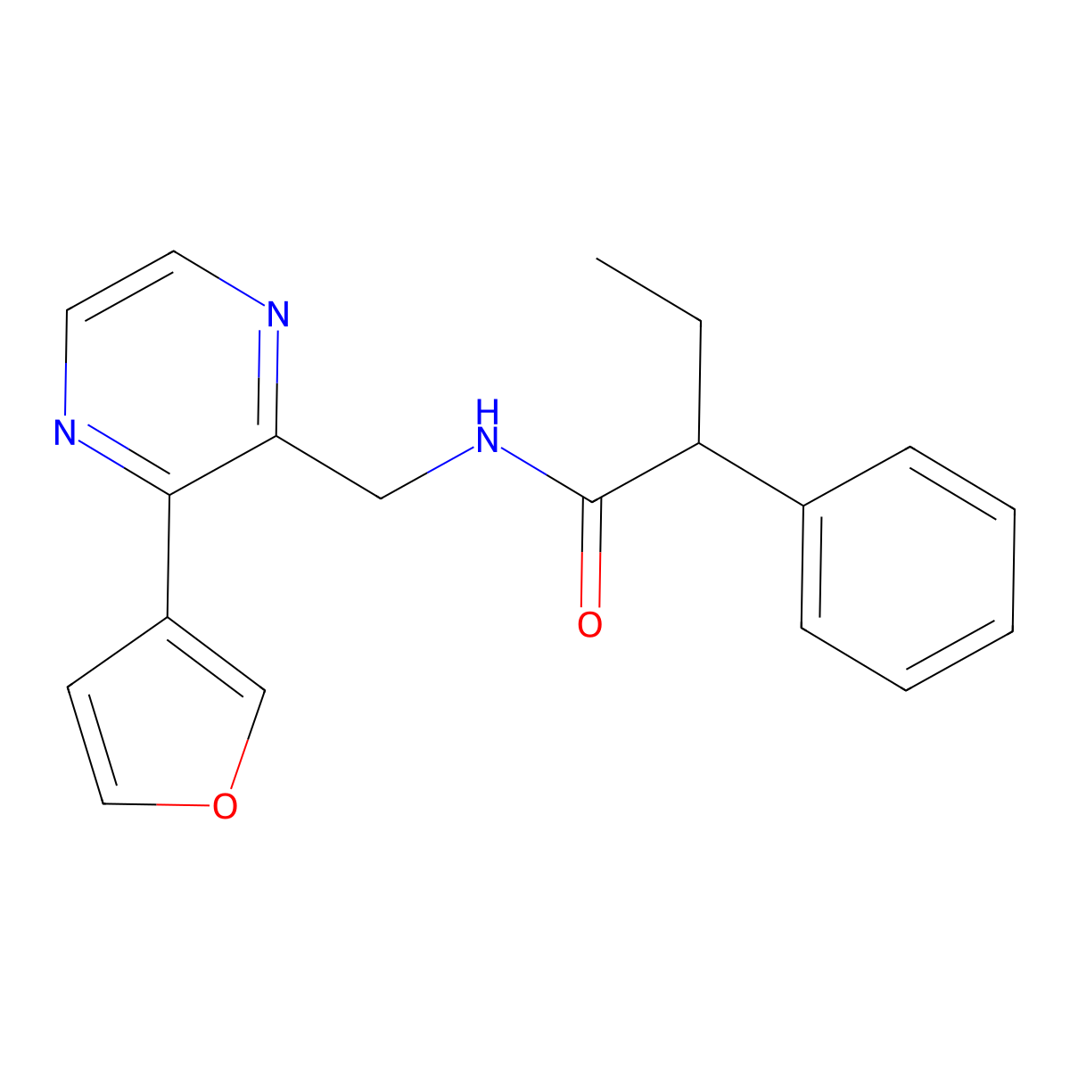 N-((3-(furan-3-yl)pyrazin-2-yl)methyl)-2-phenylbutanamide molecular structure, CAS 2034315-53-0
