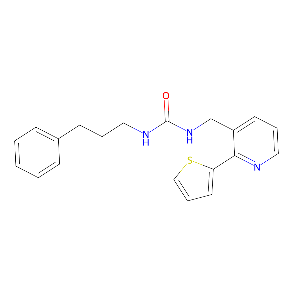 1-(3-Phenylpropyl)-3-((2-(thiophen-2-yl)pyridin-3-yl)methyl)urea molecular structure, CAS 2034315-54-1