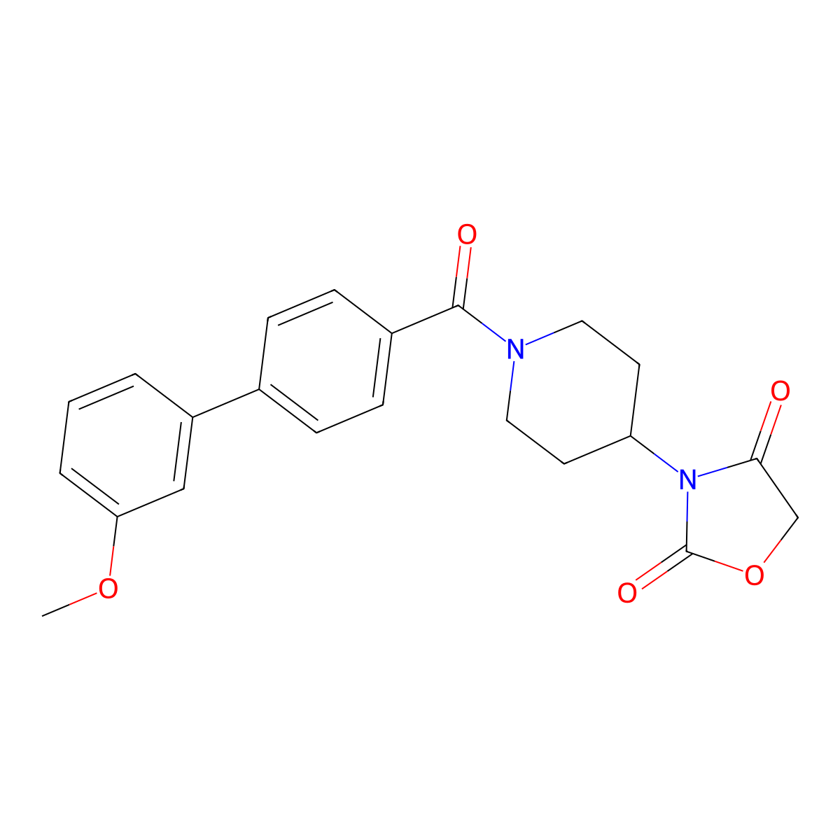 3-(1-(3'-Methoxy-[1,1'-biphenyl]-4-carbonyl)piperidin-4-yl)oxazolidine-2,4-dione molecular structure, CAS 2034315-55-2