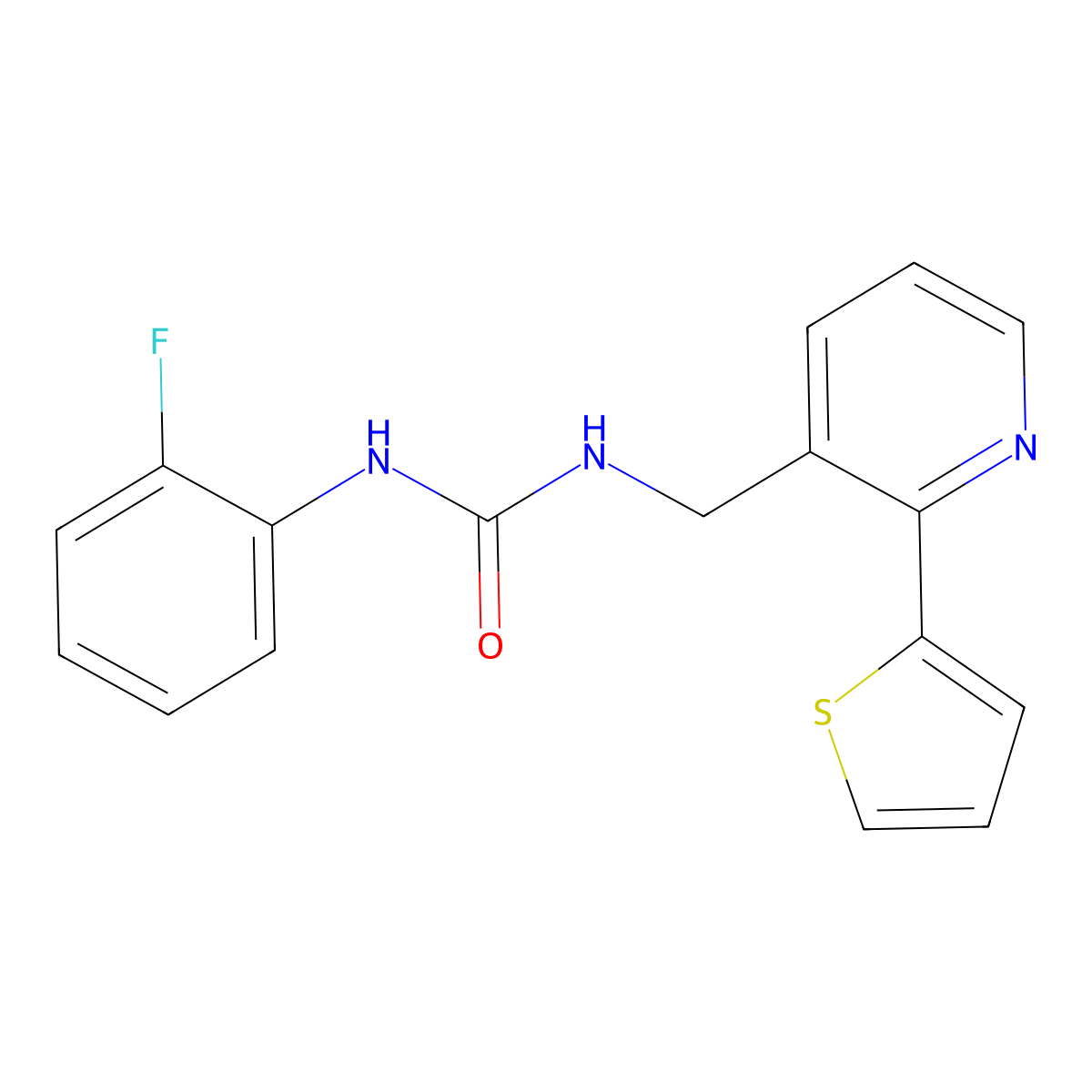 1-(2-Fluorophenyl)-3-((2-(thiophen-2-yl)pyridin-3-yl)methyl)urea molecular structure, CAS 2034315-60-9