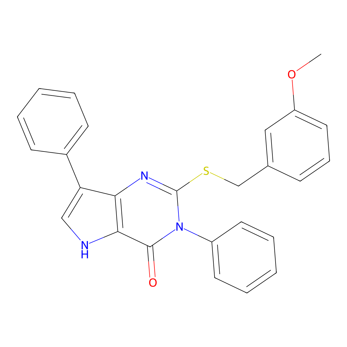 2-((3-methoxybenzyl)thio)-3,7-diphenyl-3H-pyrrolo[3,2-d]pyrimidin-4(5H)-one molecular structure, CAS 2034315-62-1