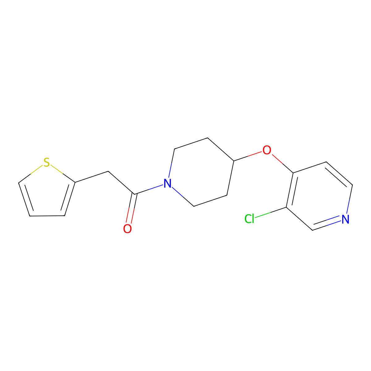 1-(4-((3-Chloropyridin-4-yl)oxy)piperidin-1-yl)-2-(thiophen-2-yl)ethanone molecular structure, CAS 2034315-74-5