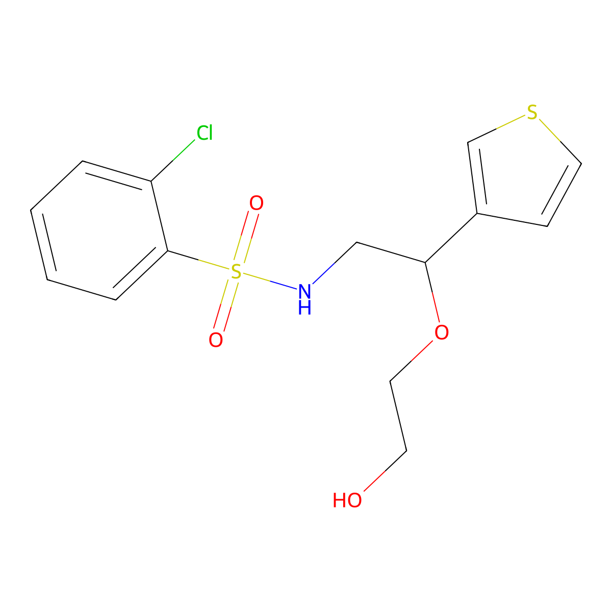 2-[2-(2-Chlorobenzenesulfonamido)-1-(thiophen-3-yl)ethoxy]ethan-1-ol molecular structure, CAS 2034315-76-7