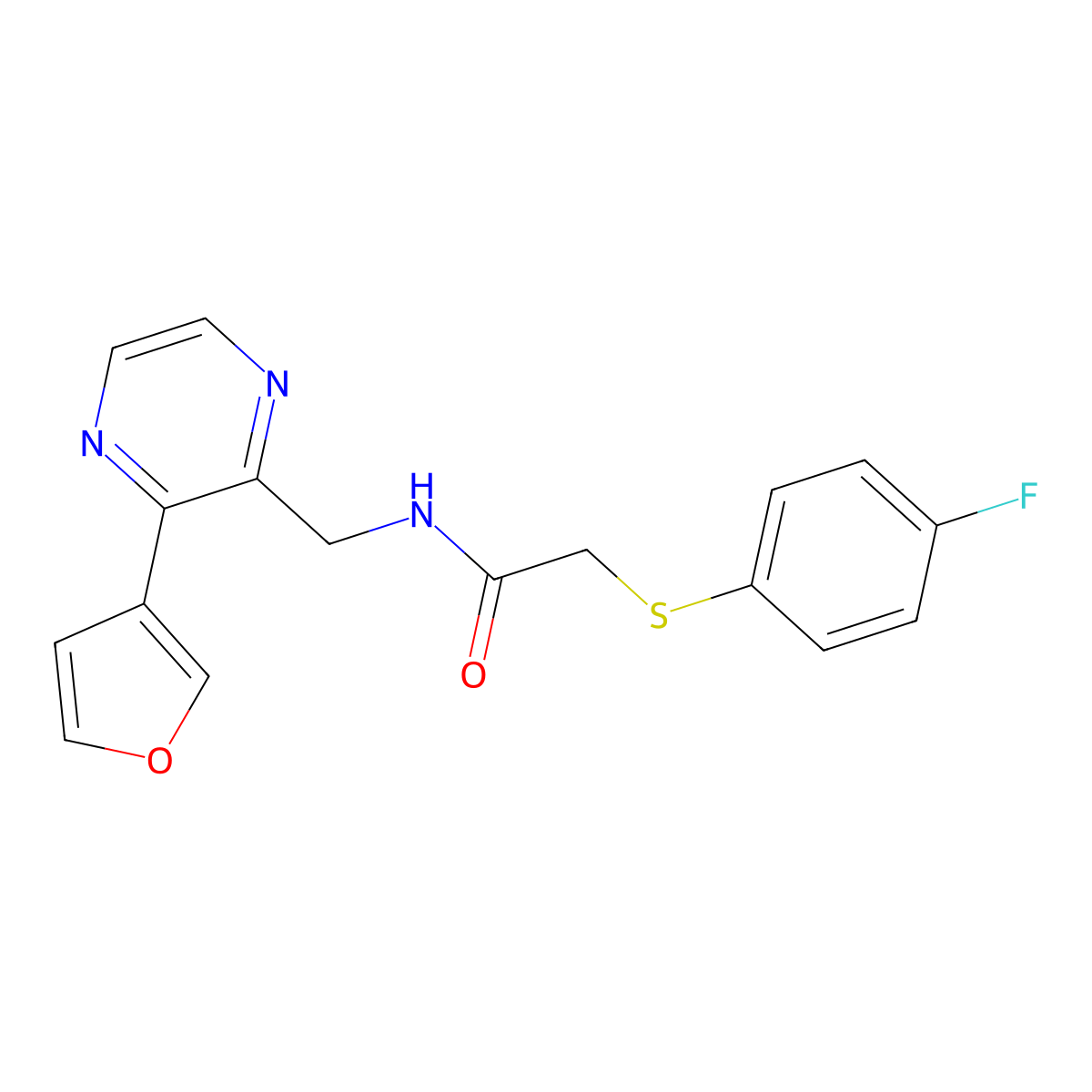2-((4-fluorophenyl)thio)-N-((3-(furan-3-yl)pyrazin-2-yl)methyl)acetamide molecular structure, CAS 2034315-77-8