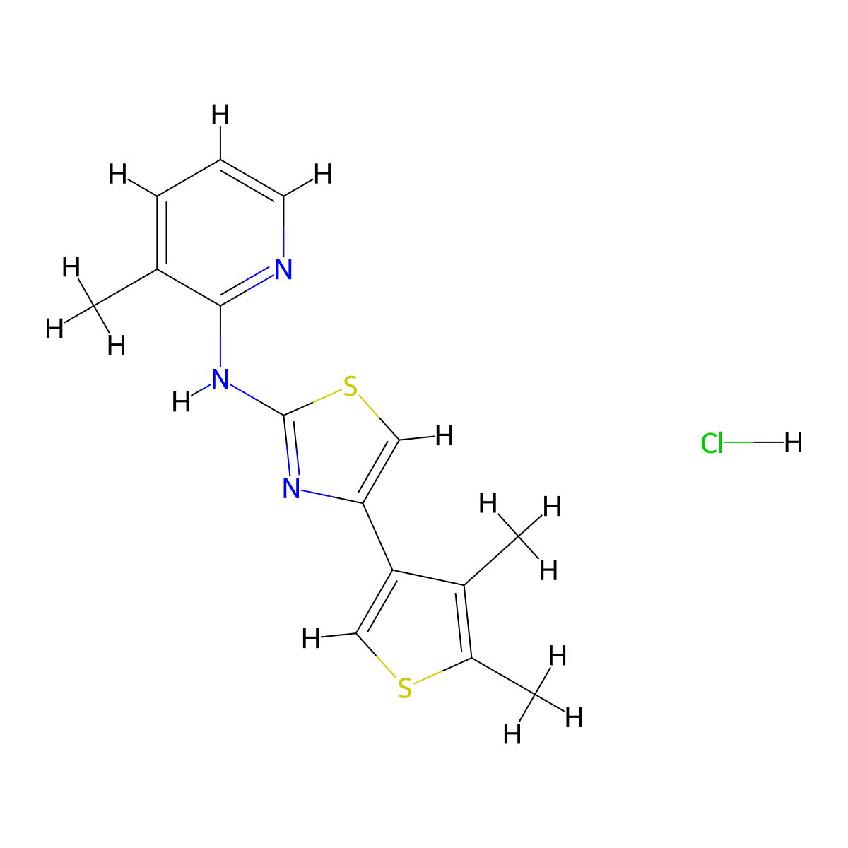 4-(4,5-dimethylthiophen-3-yl)-N-(3-methylpyridin-2-yl)thiazol-2-amine hydrochloride molecular structure, CAS 2034315-81-4