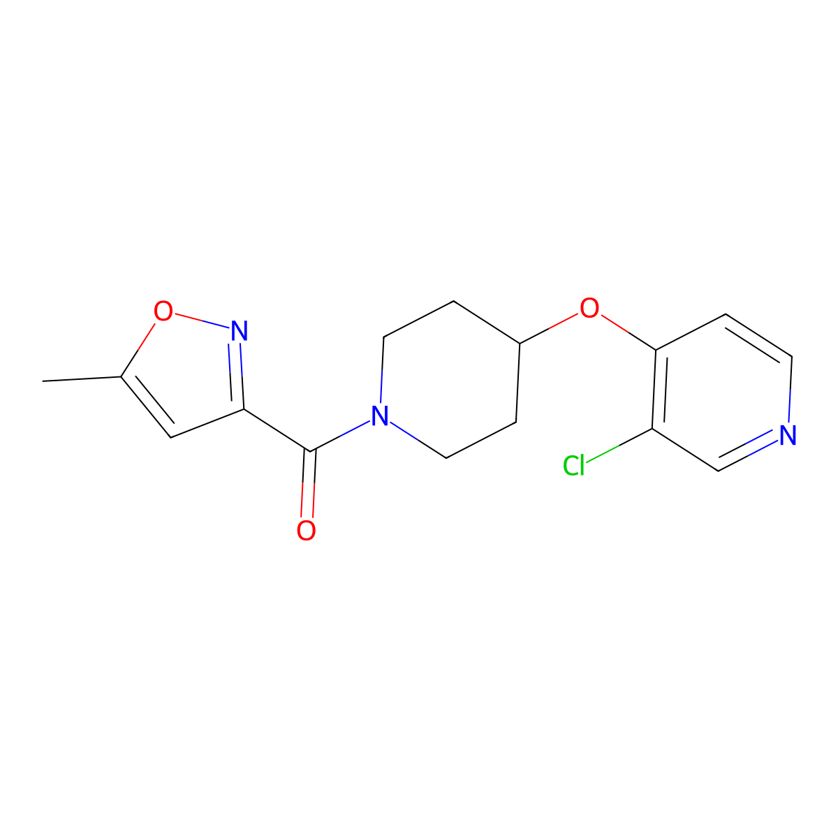 (4-((3-Chloropyridin-4-yl)oxy)piperidin-1-yl)(5-methylisoxazol-3-yl)methanone molecular structure, CAS 2034315-84-7