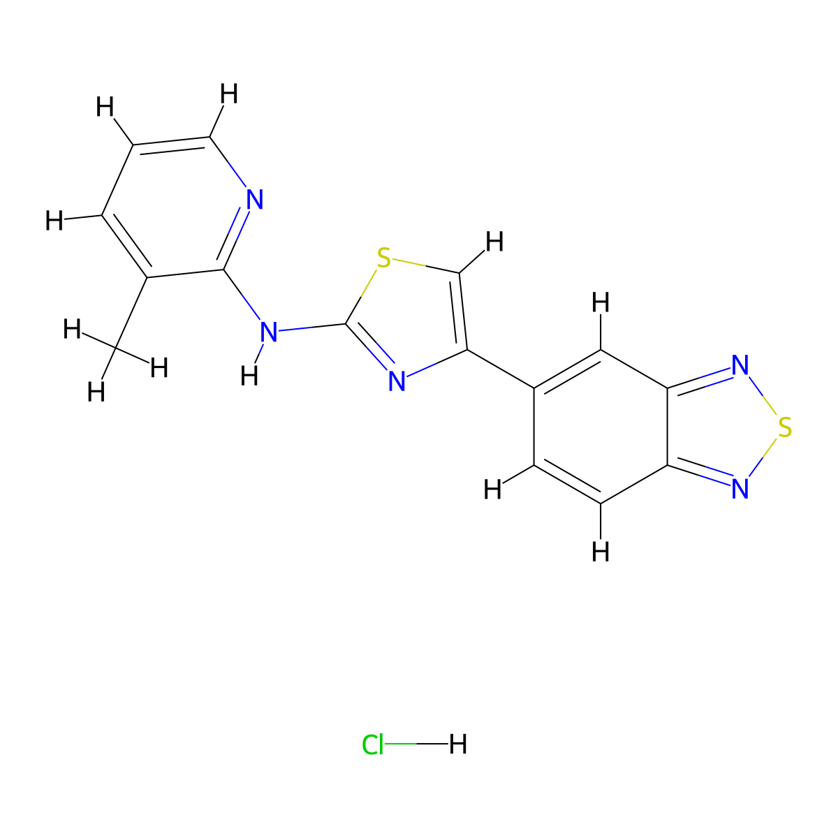4-(benzo[c][1,2,5]thiadiazol-5-yl)-N-(3-methylpyridin-2-yl)thiazol-2-amine hydrochloride molecular structure, CAS 2034315-88-1