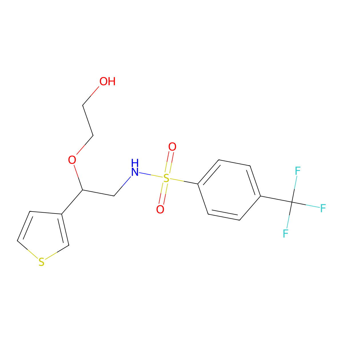 N-(2-(2-hydroxyethoxy)-2-(thiophen-3-yl)ethyl)-4-(trifluoromethyl)benzenesulfonamide molecular structure, CAS 2034315-89-2
