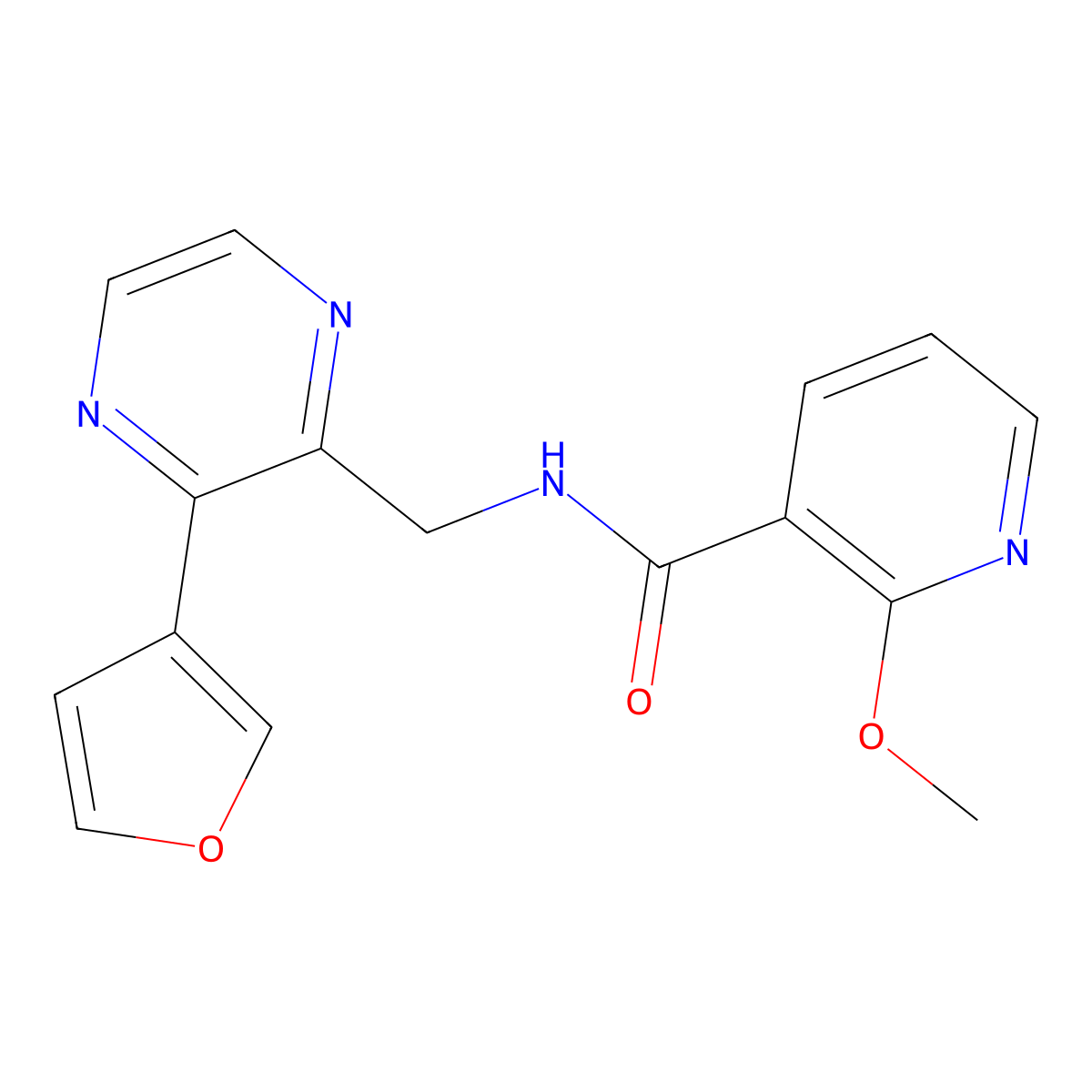 N-((3-(furan-3-yl)pyrazin-2-yl)methyl)-2-methoxynicotinamide molecular structure, CAS 2034315-91-6