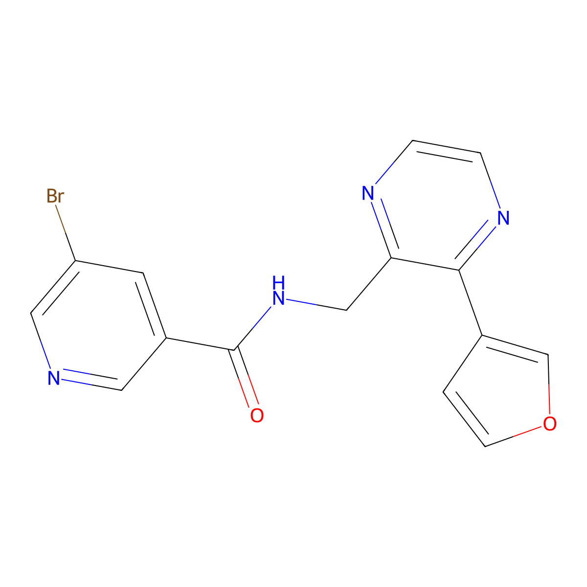 5-bromo-N-((3-(furan-3-yl)pyrazin-2-yl)methyl)nicotinamide molecular structure, CAS 2034315-96-1