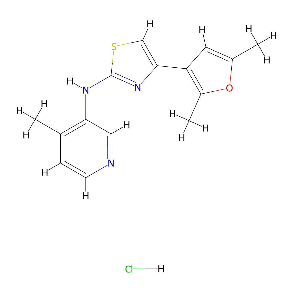 4-(2,5-dimethylfuran-3-yl)-N-(4-methylpyridin-3-yl)thiazol-2-amine hydrochloride molecular structure, CAS 2034315-97-2
