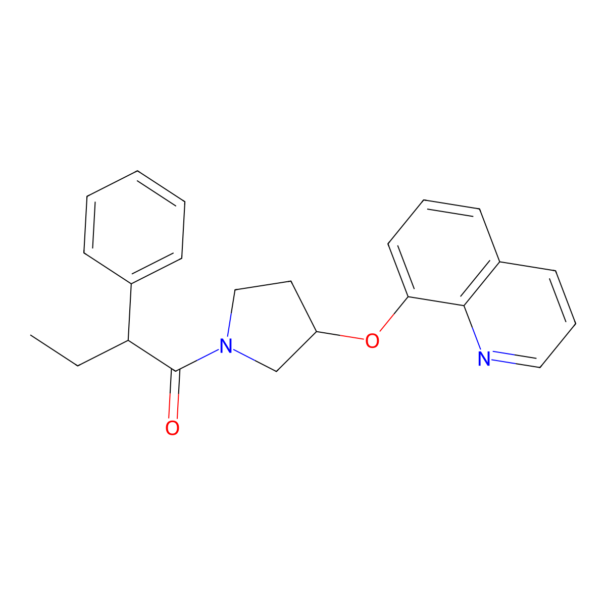 2-Phenyl-1-(3-(quinolin-8-yloxy)pyrrolidin-1-yl)butan-1-one molecular structure, CAS 2034315-98-3