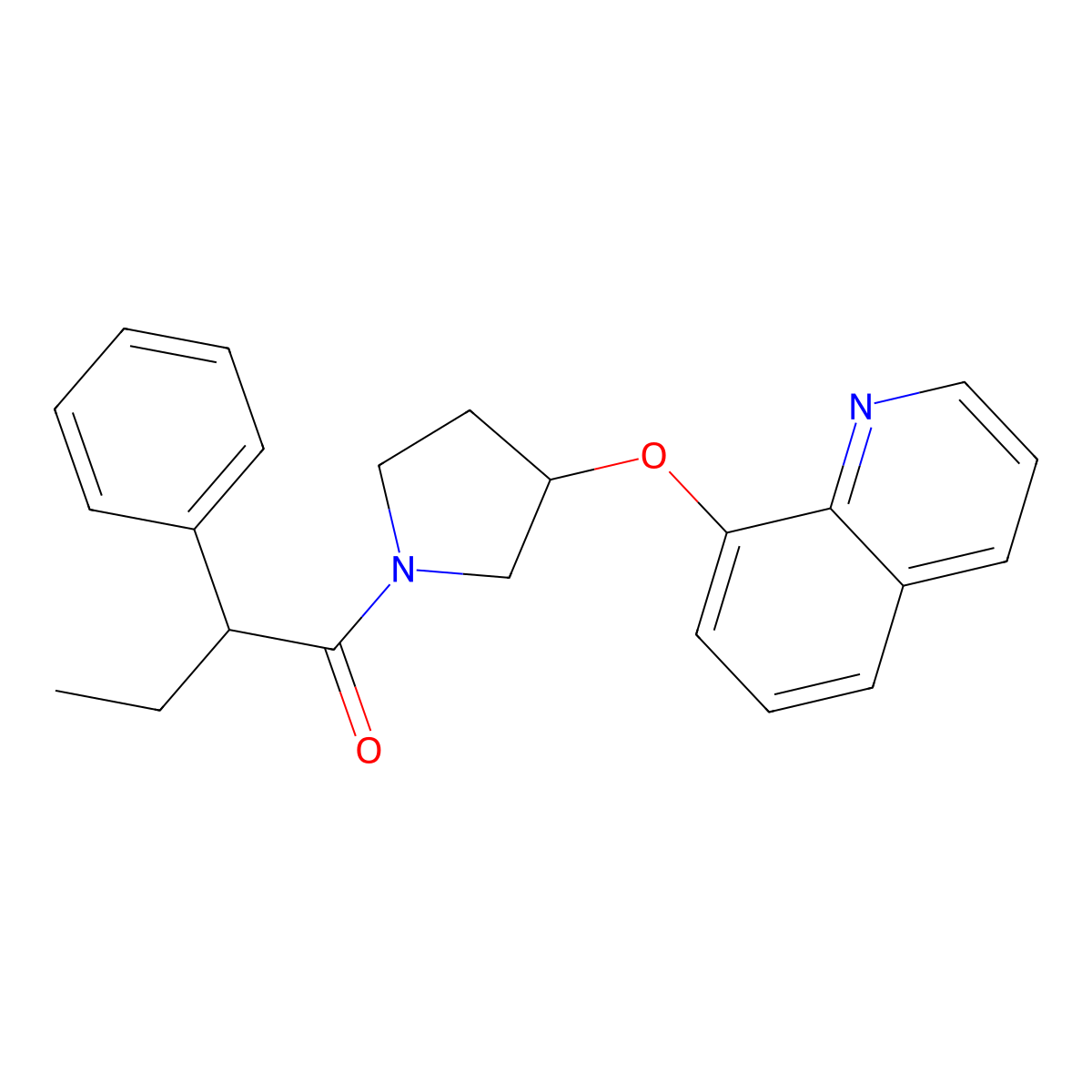 2-Phenyl-1-(3-(quinolin-8-yloxy)pyrrolidin-1-yl)butan-1-one molecular structure, CAS 2034315-98-3