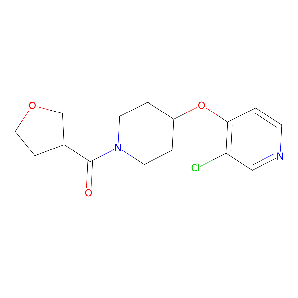 (4-((3-Chloropyridin-4-yl)oxy)piperidin-1-yl)(tetrahydrofuran-3-yl)methanone molecular structure, CAS 2034315-99-4