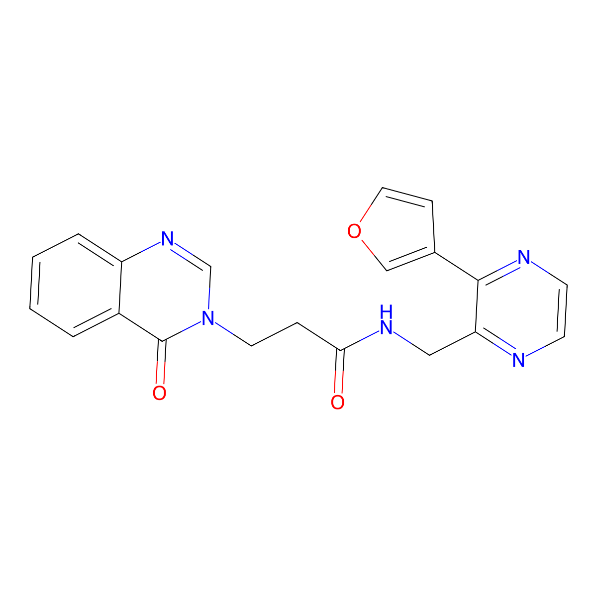 N-((3-(furan-3-yl)pyrazin-2-yl)methyl)-3-(4-oxoquinazolin-3(4H)-yl)propanamide molecular structure, CAS 2034316-02-2