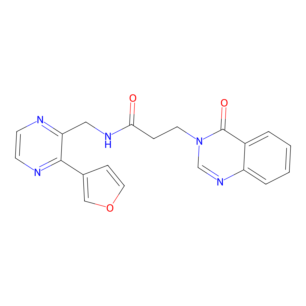 N-((3-(furan-3-yl)pyrazin-2-yl)methyl)-3-(4-oxoquinazolin-3(4H)-yl)propanamide molecular structure, CAS 2034316-02-2