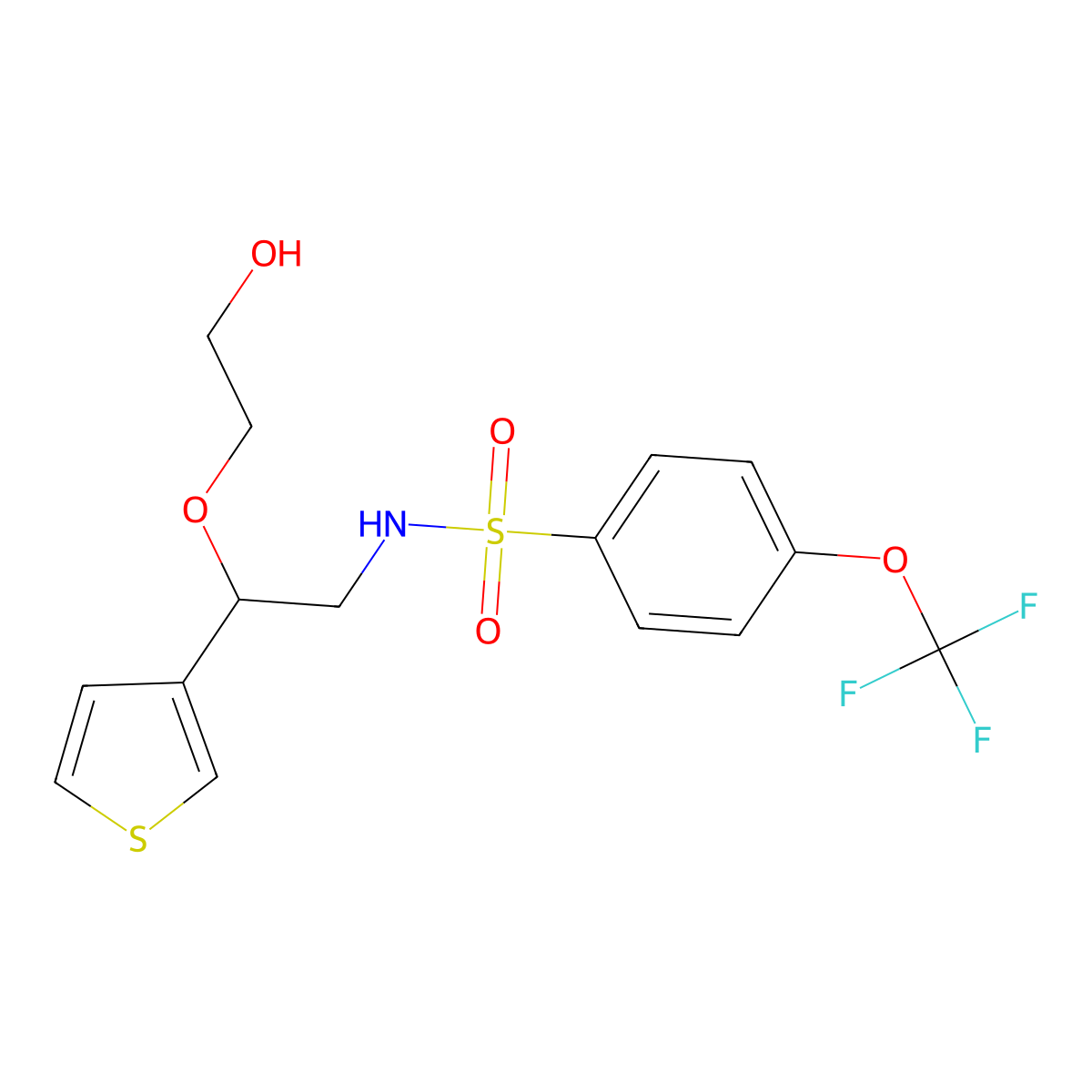 N-(2-(2-hydroxyethoxy)-2-(thiophen-3-yl)ethyl)-4-(trifluoromethoxy)benzenesulfonamide molecular structure, CAS 2034316-04-4