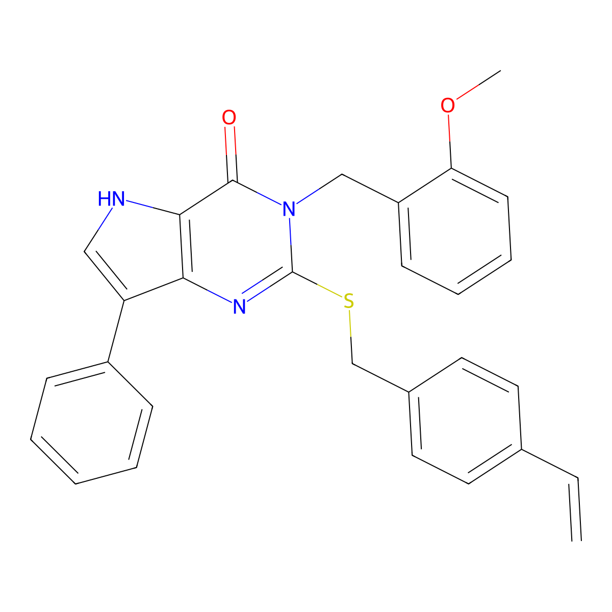 3-(2-methoxybenzyl)-7-phenyl-2-((4-vinylbenzyl)thio)-3H-pyrrolo[3,2-d]pyrimidin-4(5H)-one molecular structure, CAS 2034316-05-5