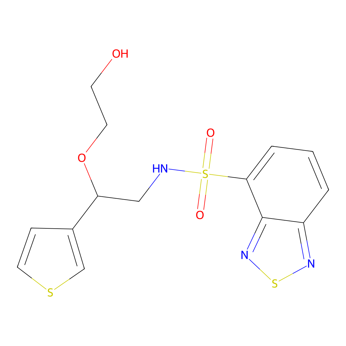N-(2-(2-hydroxyethoxy)-2-(thiophen-3-yl)ethyl)benzo[c][1,2,5]thiadiazole-4-sulfonamide molecular structure, CAS 2034316-08-8