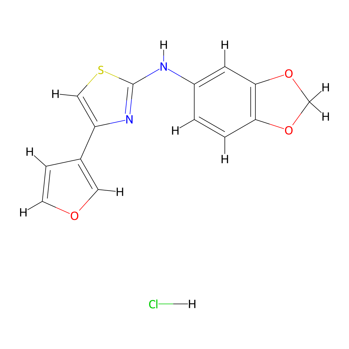 N-(benzo[d][1,3]dioxol-5-yl)-4-(furan-3-yl)thiazol-2-amine hydrochloride molecular structure, CAS 2034316-12-4