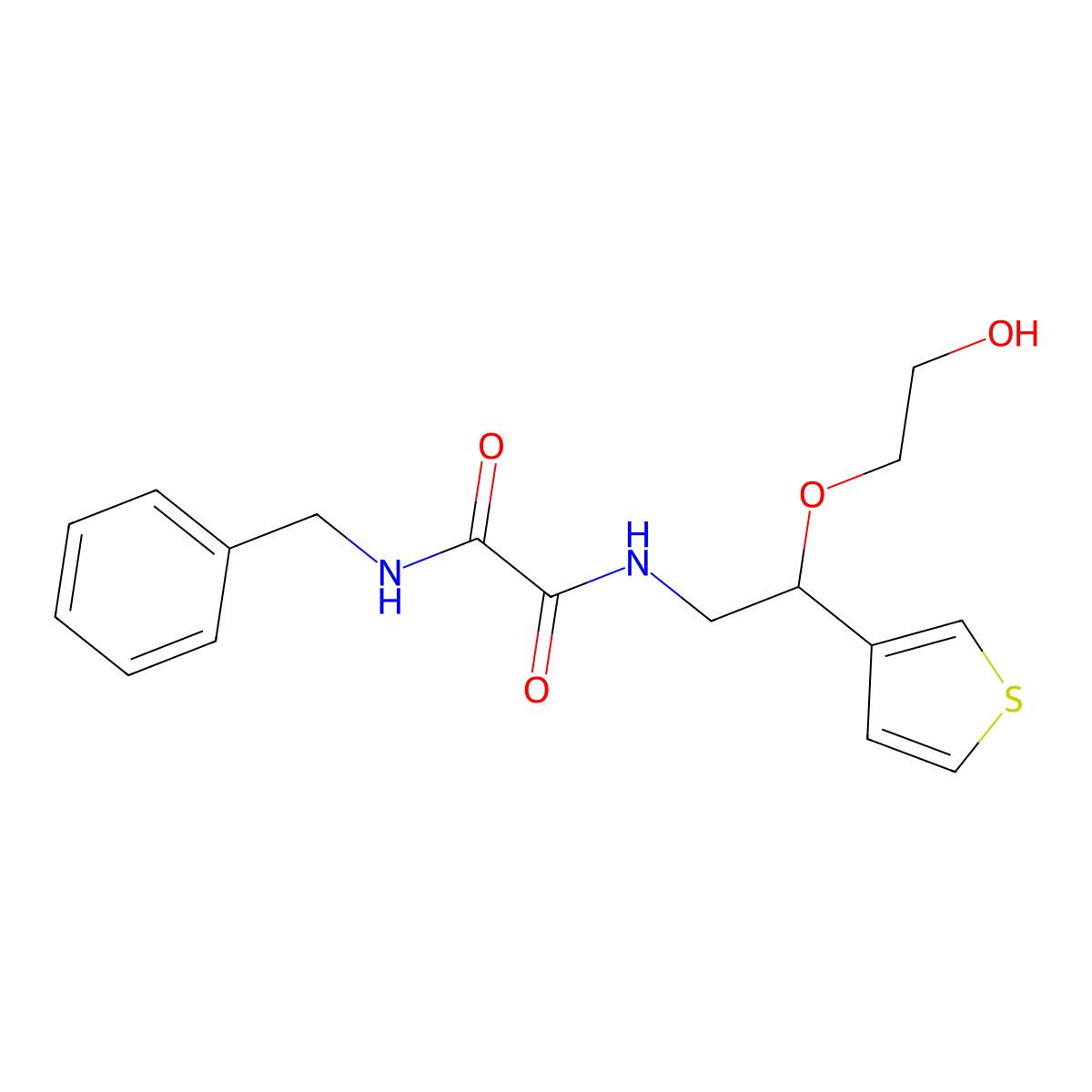 N1-benzyl-N2-(2-(2-hydroxyethoxy)-2-(thiophen-3-yl)ethyl)oxalamide molecular structure, CAS 2034316-15-7