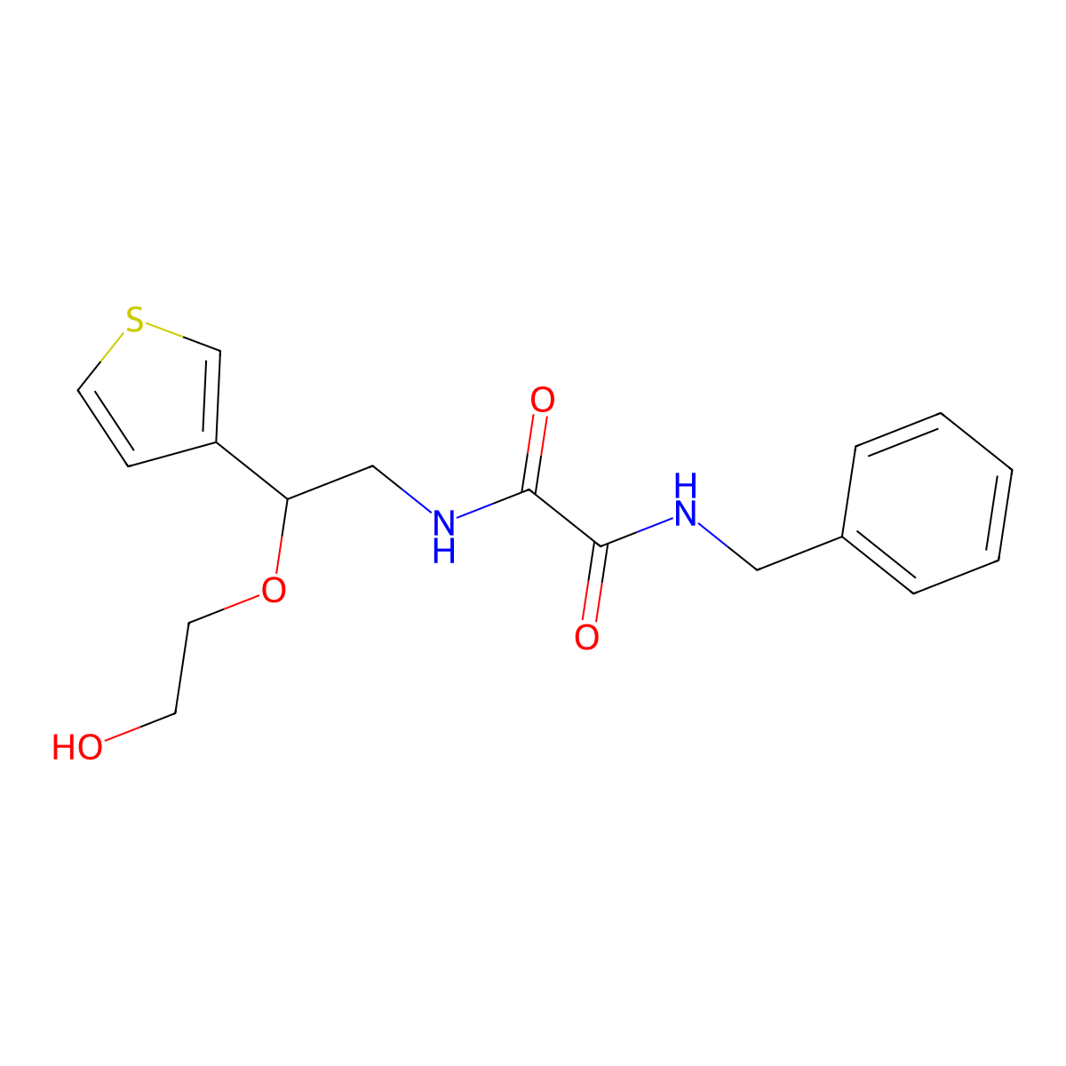 N1-benzyl-N2-(2-(2-hydroxyethoxy)-2-(thiophen-3-yl)ethyl)oxalamide molecular structure, CAS 2034316-15-7