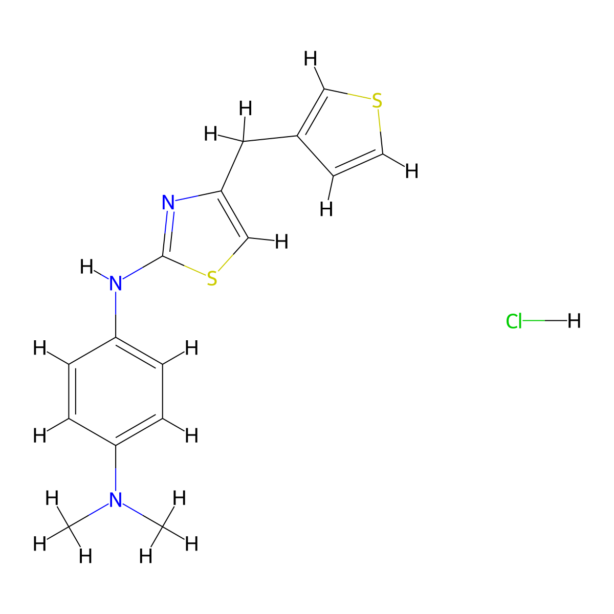 N1,N1-dimethyl-N4-(4-(thiophen-3-ylmethyl)thiazol-2-yl)benzene-1,4-diamine hydrochloride molecular structure, CAS 2034316-21-5