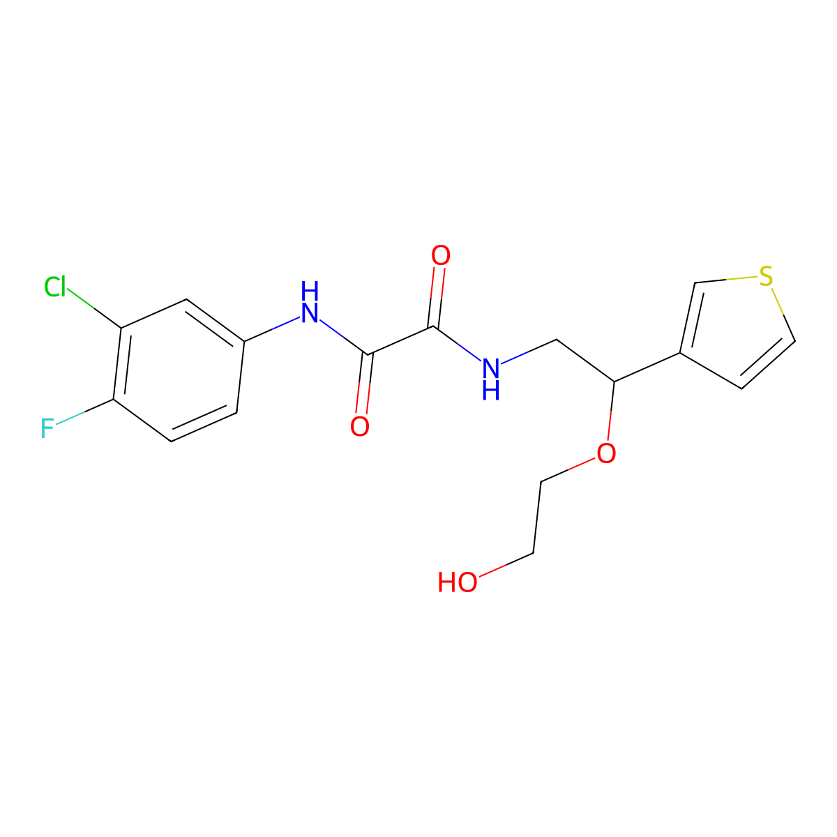 N1-(3-chloro-4-fluorophenyl)-N2-(2-(2-hydroxyethoxy)-2-(thiophen-3-yl)ethyl)oxalamide molecular structure, CAS 2034316-24-8