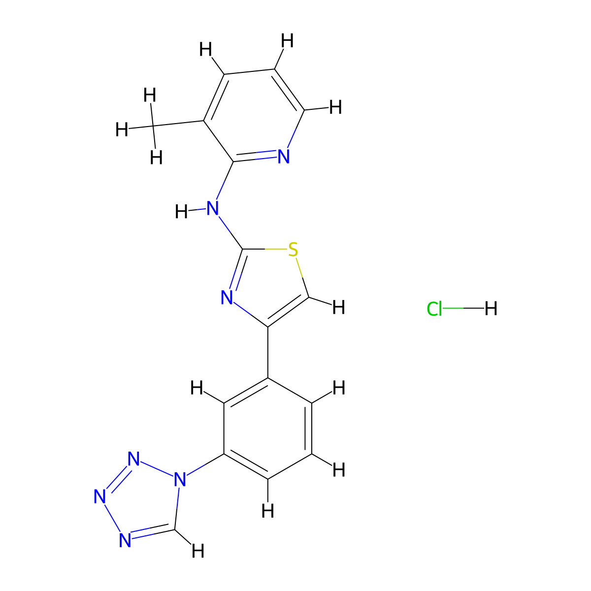 4-(3-(1H-tetrazol-1-yl)phenyl)-N-(3-methylpyridin-2-yl)thiazol-2-amine hydrochloride molecular structure, CAS 2034316-31-7