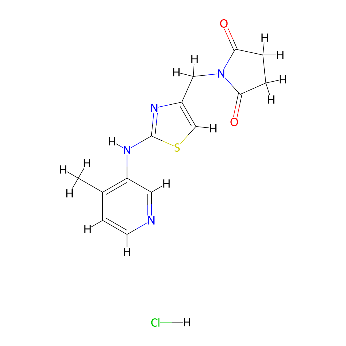 1-((2-((4-Methylpyridin-3-yl)amino)thiazol-4-yl)methyl)pyrrolidine-2,5-dione hydrochloride molecular structure, CAS 2034316-34-0