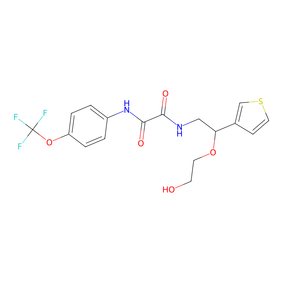 N1-(2-(2-hydroxyethoxy)-2-(thiophen-3-yl)ethyl)-N2-(4-(trifluoromethoxy)phenyl)oxalamide molecular structure, CAS 2034316-35-1
