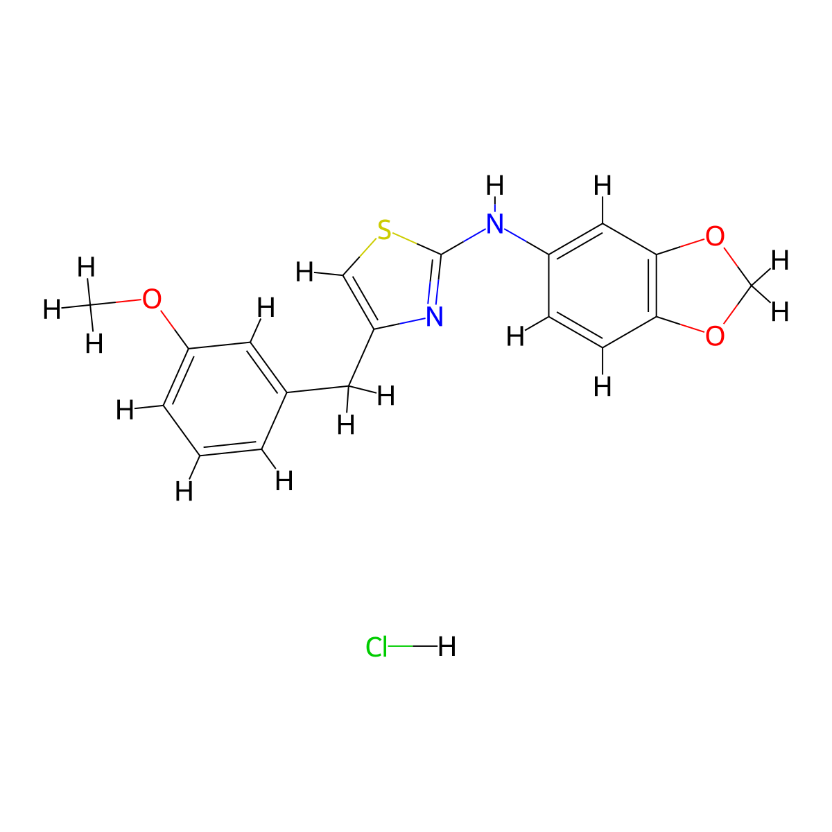 N-(benzo[d][1,3]dioxol-5-yl)-4-(3-methoxybenzyl)thiazol-2-amine hydrochloride molecular structure, CAS 2034316-36-2