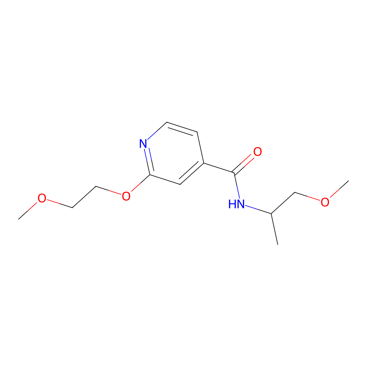 2-(2-methoxyethoxy)-N-(1-methoxypropan-2-yl)isonicotinamide molecular structure, CAS 2034316-41-9