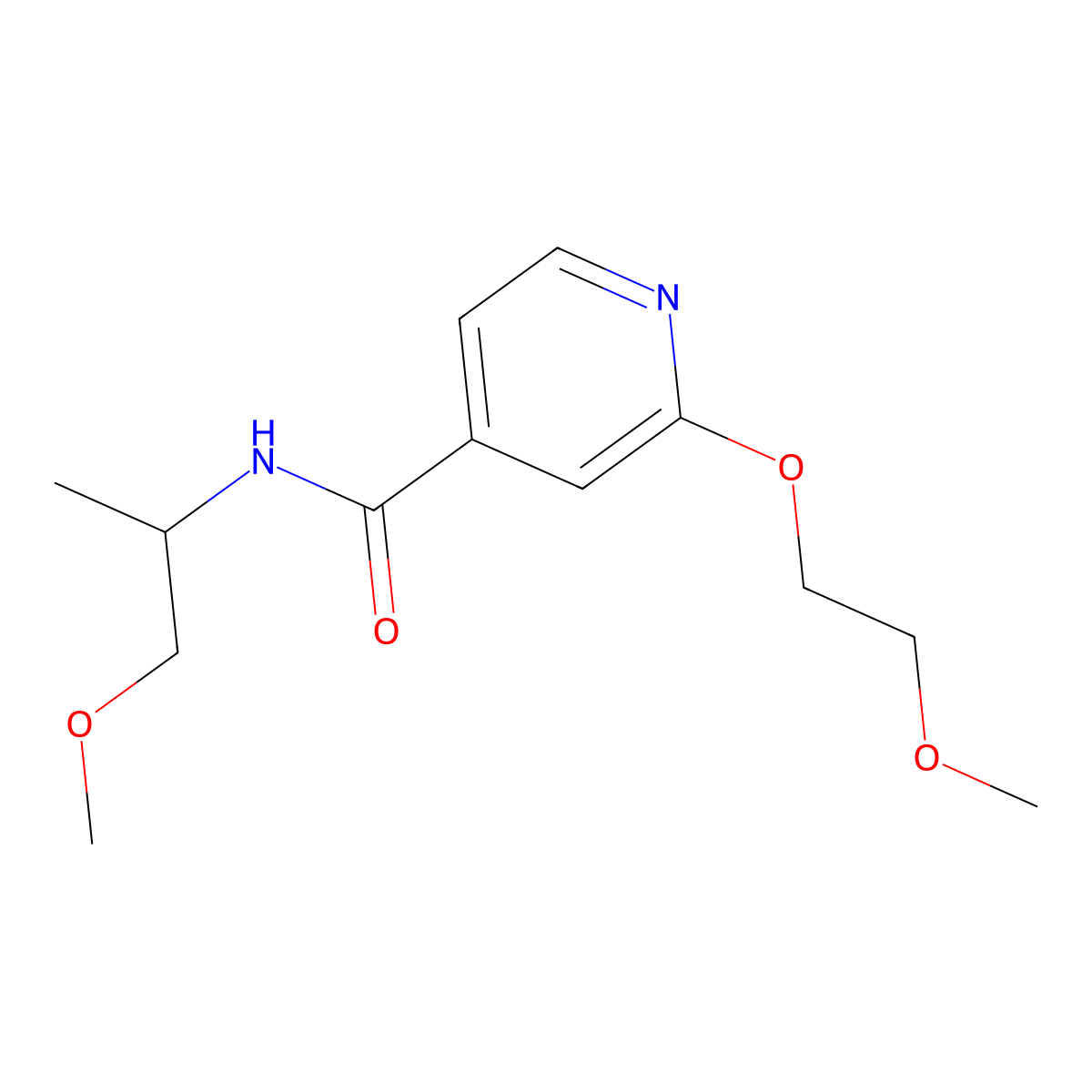 2-(2-methoxyethoxy)-N-(1-methoxypropan-2-yl)isonicotinamide molecular structure, CAS 2034316-41-9
