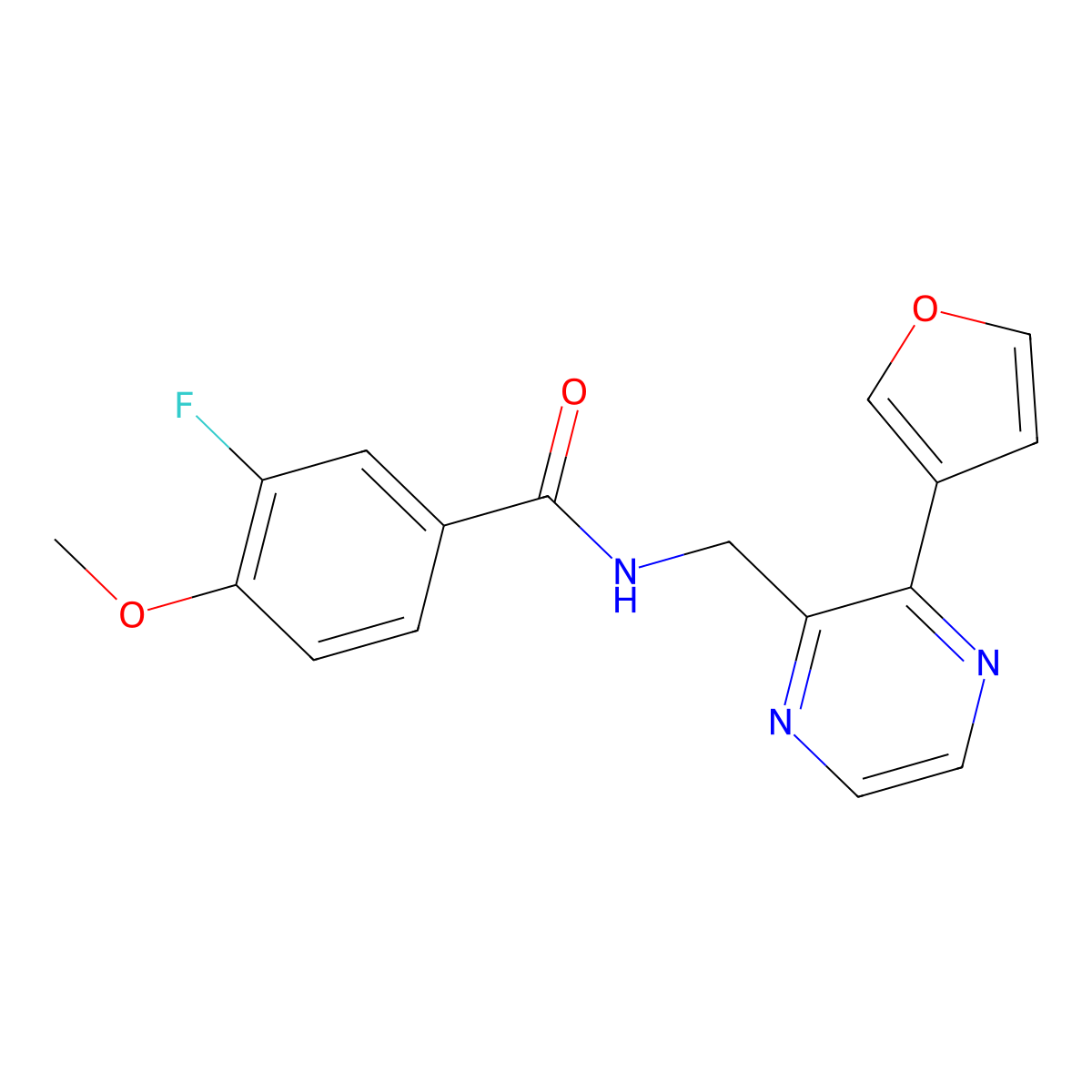 3-fluoro-N-{[3-(furan-3-yl)pyrazin-2-yl]methyl}-4-methoxybenzamide molecular structure, CAS 2034316-43-1