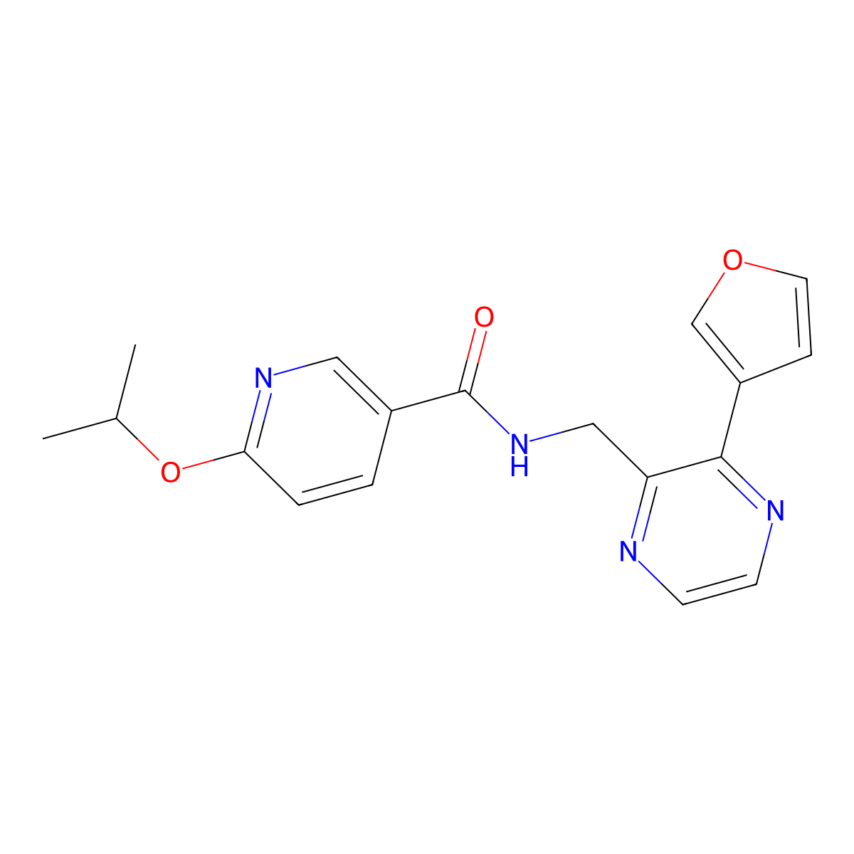 N-((3-(furan-3-yl)pyrazin-2-yl)methyl)-6-isopropoxynicotinamide molecular structure, CAS 2034316-47-5