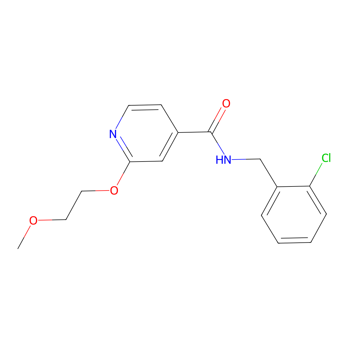 N-(2-chlorobenzyl)-2-(2-methoxyethoxy)isonicotinamide molecular structure, CAS 2034316-49-7