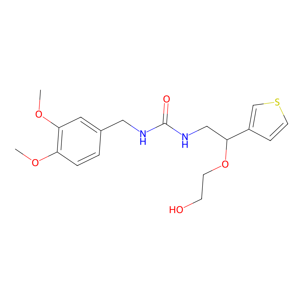 1-(3,4-Dimethoxybenzyl)-3-(2-(2-hydroxyethoxy)-2-(thiophen-3-yl)ethyl)urea molecular structure, CAS 2034316-50-0