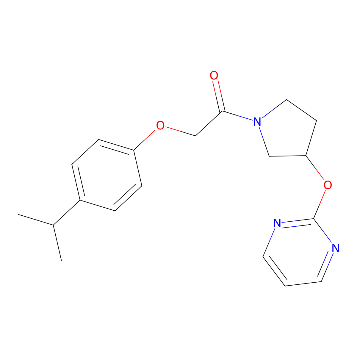 2-(4-Isopropylphenoxy)-1-(3-(pyrimidin-2-yloxy)pyrrolidin-1-yl)ethanone molecular structure, CAS 2034316-52-2