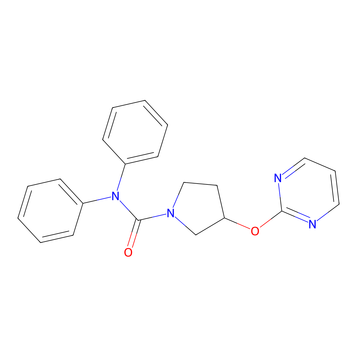 N,N-diphenyl-3-(pyrimidin-2-yloxy)pyrrolidine-1-carboxamide molecular structure, CAS 2034316-58-8