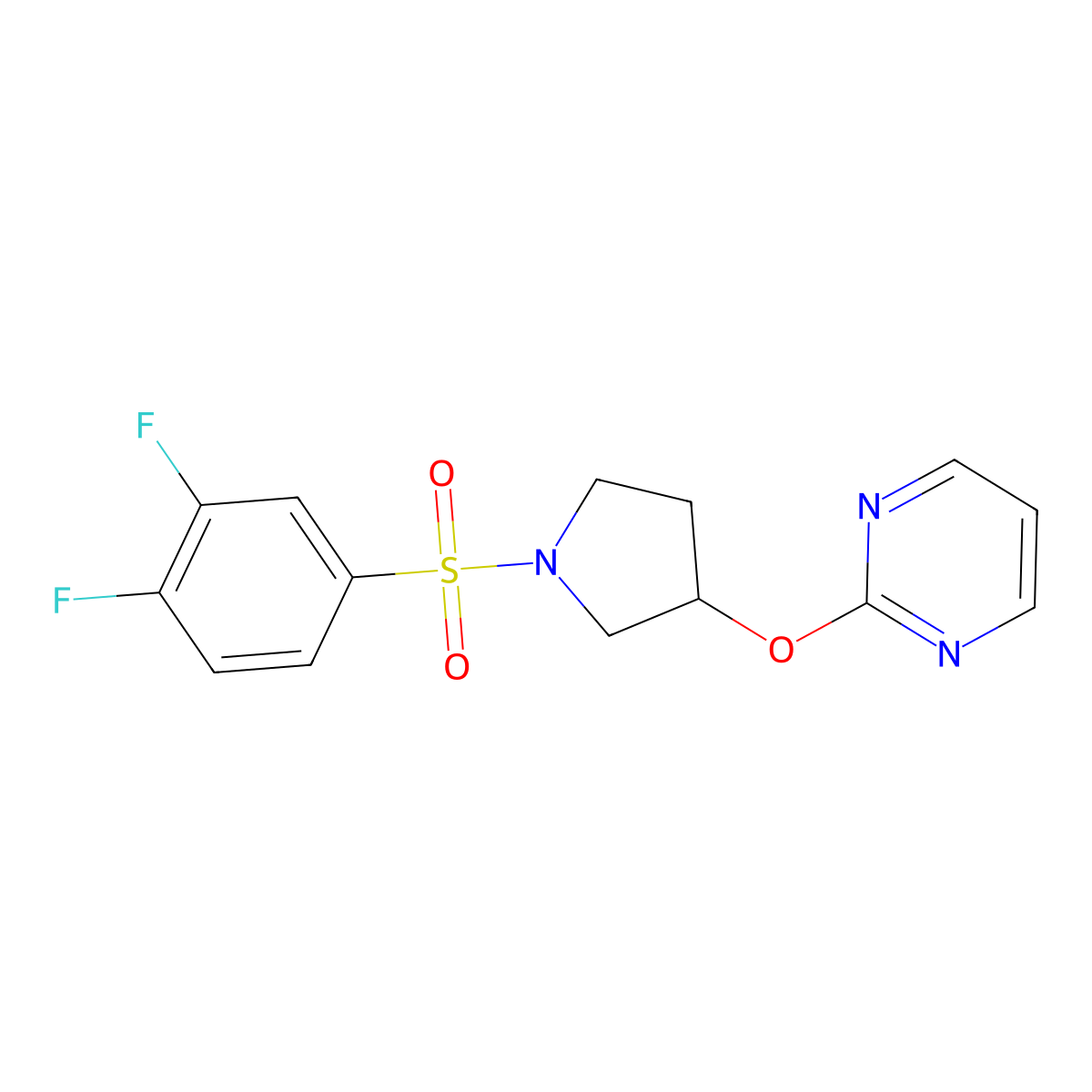 2-((1-((3,4-Difluorophenyl)sulfonyl)pyrrolidin-3-yl)oxy)pyrimidine molecular structure, CAS 2034316-65-7