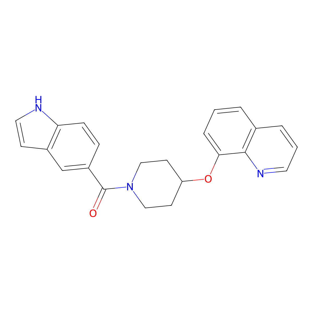 (1H-indol-5-yl)(4-(quinolin-8-yloxy)piperidin-1-yl)methanone molecular structure, CAS 2034316-66-8