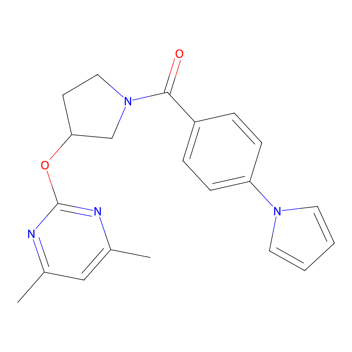 (4-(1H-pyrrol-1-yl)phenyl)(3-((4,6-dimethylpyrimidin-2-yl)oxy)pyrrolidin-1-yl)methanone molecular structure, CAS 2034316-70-4