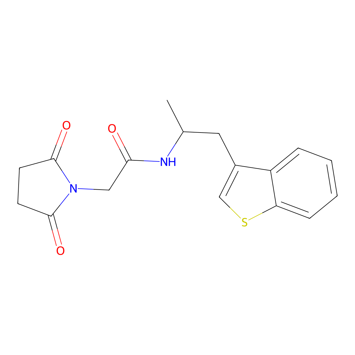 N-(1-(benzo[b]thiophen-3-yl)propan-2-yl)-2-(2,5-dioxopyrrolidin-1-yl)acetamide molecular structure, CAS 2034316-73-7