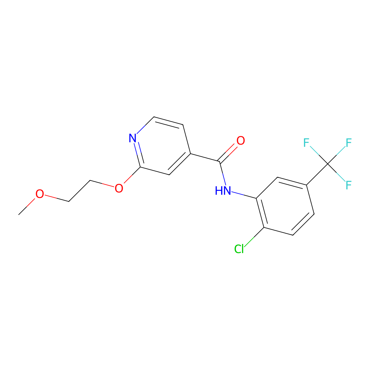 N-(2-chloro-5-(trifluoromethyl)phenyl)-2-(2-methoxyethoxy)isonicotinamide molecular structure, CAS 2034316-74-8
