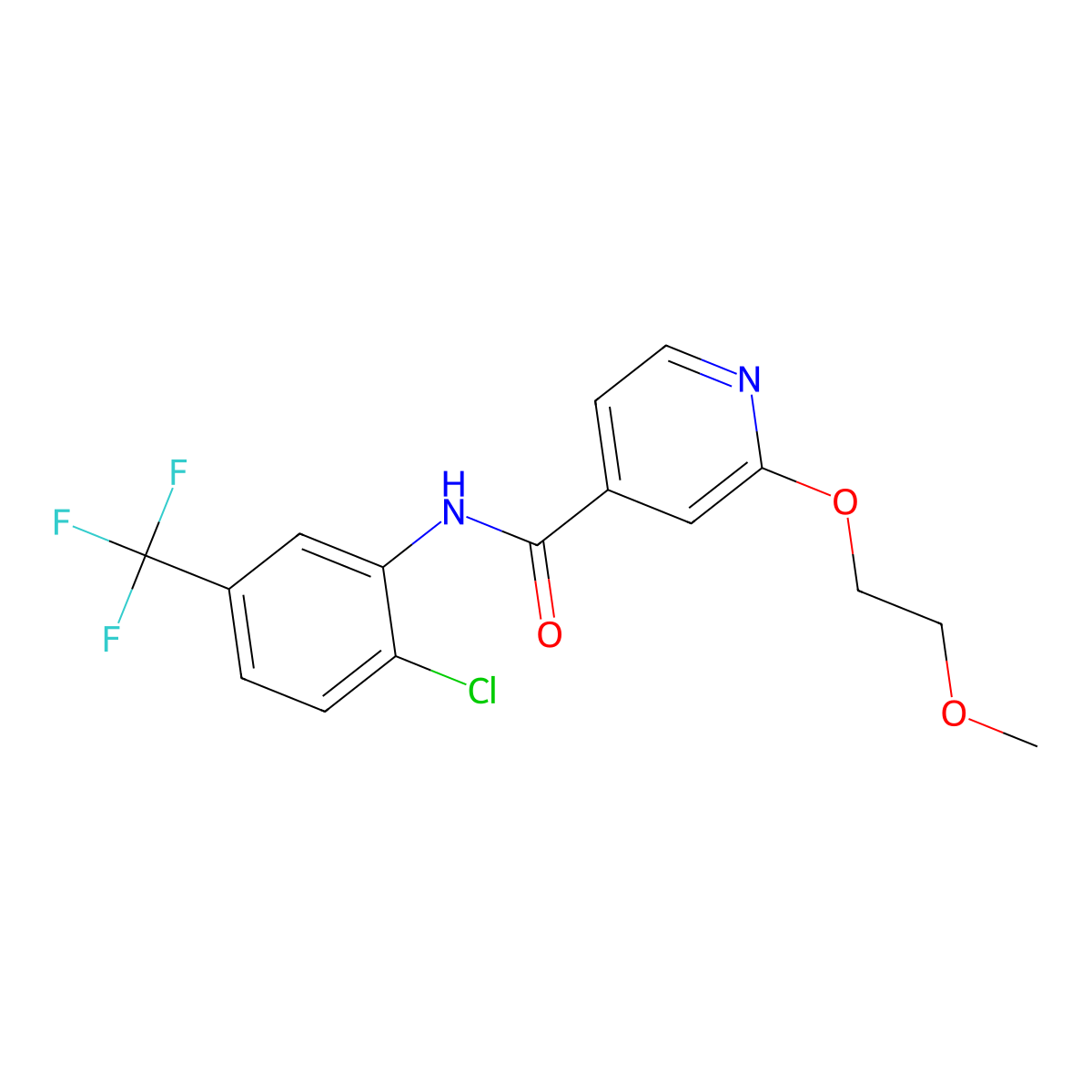 N-(2-chloro-5-(trifluoromethyl)phenyl)-2-(2-methoxyethoxy)isonicotinamide molecular structure, CAS 2034316-74-8