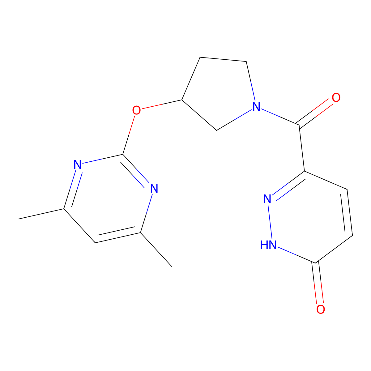 6-(3-((4,6-dimethylpyrimidin-2-yl)oxy)pyrrolidine-1-carbonyl)pyridazin-3(2H)-one molecular structure, CAS 2034316-77-1