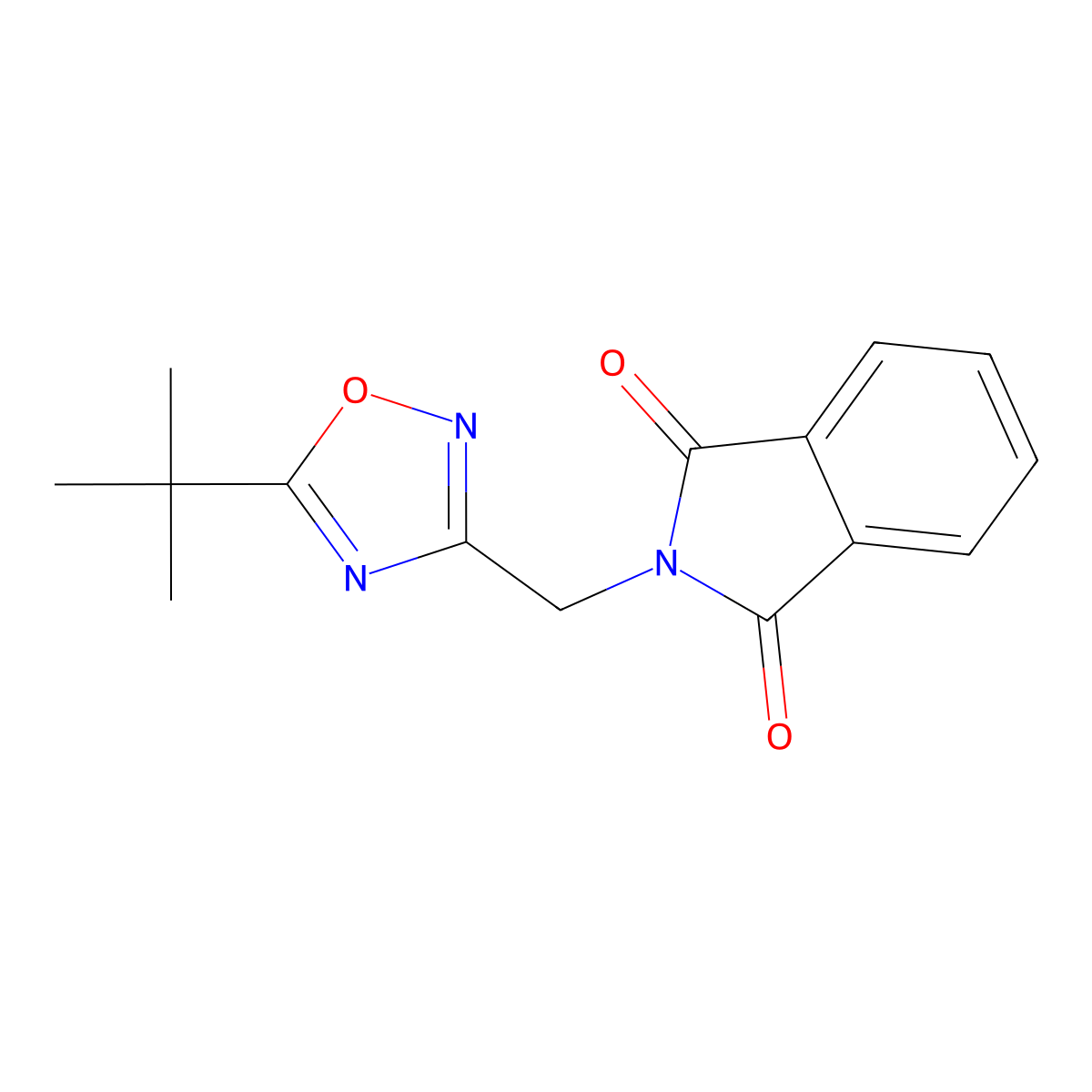 2-((5-(Tert-butyl)-1,2,4-oxadiazol-3-yl)methyl)isoindoline-1,3-dione molecular structure, CAS 2034316-79-3