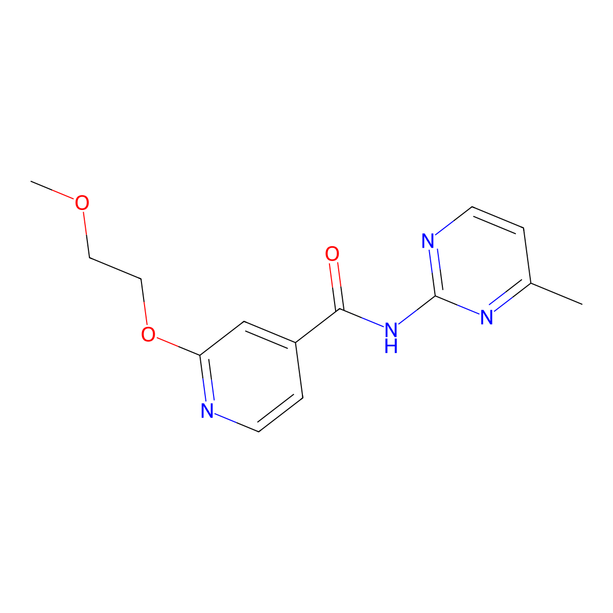 2-(2-methoxyethoxy)-N-(4-methylpyrimidin-2-yl)isonicotinamide molecular structure, CAS 2034316-81-7