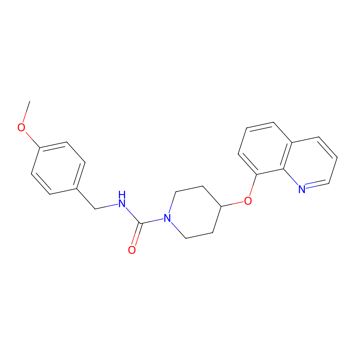 N-(4-methoxybenzyl)-4-(quinolin-8-yloxy)piperidine-1-carboxamide molecular structure, CAS 2034316-84-0